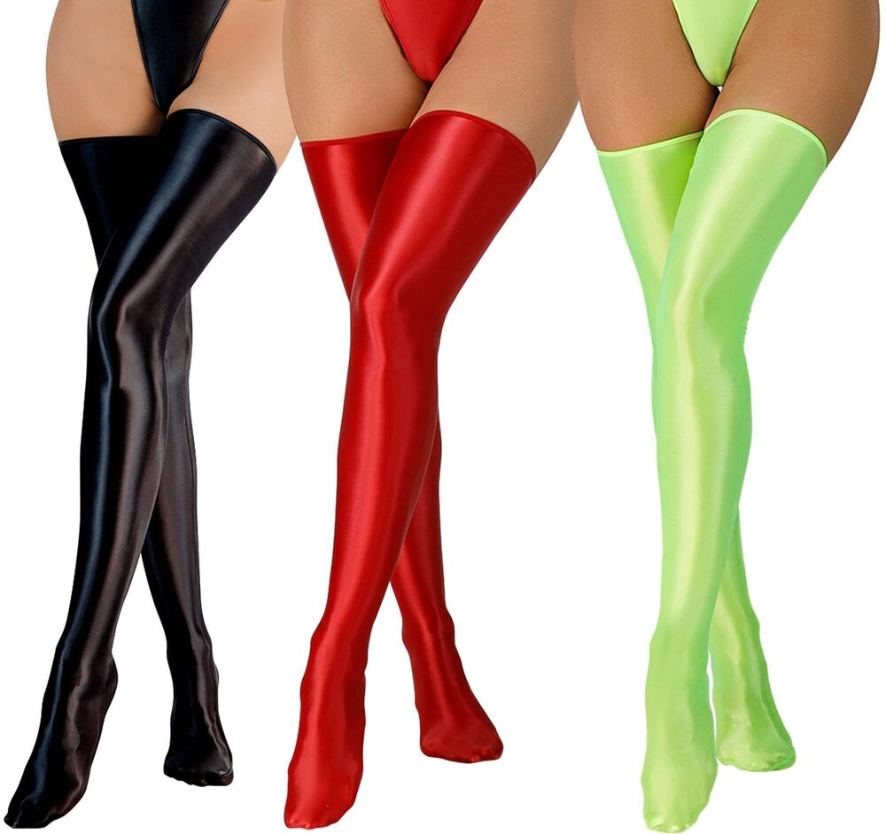 9850 Oil Shiny Thigh Stockings Ultra Shimmery Hold up High Stockings